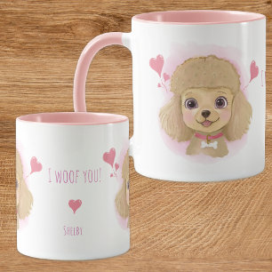Caneca de água-forte de poodle com nome personaliz