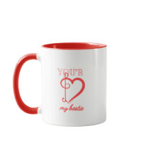 Caneca de Amizade Vermelha e Branca “Você é Minha 