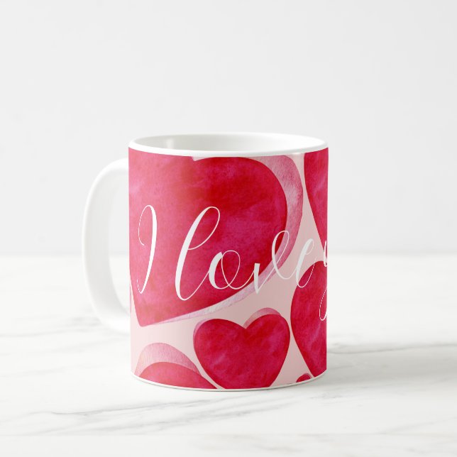 Caneca de Amor Abstrato - Eu Te Amo Manuscrito  (Frente Esquerda)