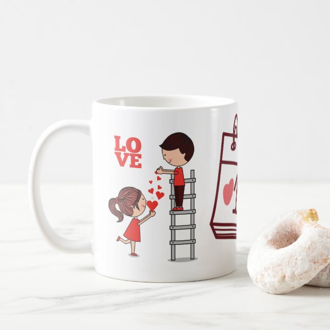 Caneca de Amor, Caneca de Café de Presente do Dia  (Com Donut)