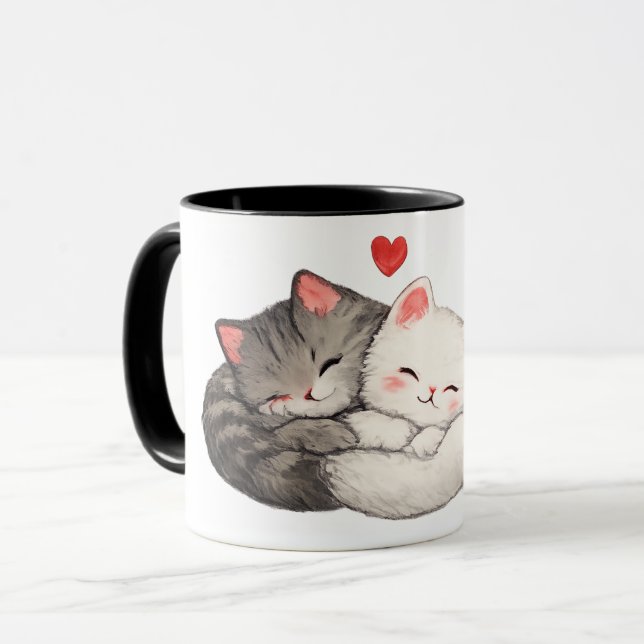 Caneca de Amor de Gatinho Fofinho (Frente Esquerda)