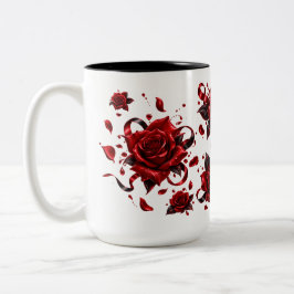 Caneca de Amor Rosa Vermelha Romântica | Xícara de