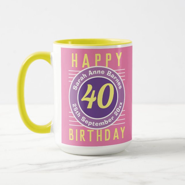 Caneca de Aniversário com Idade, Nome e Data (Esquerda)
