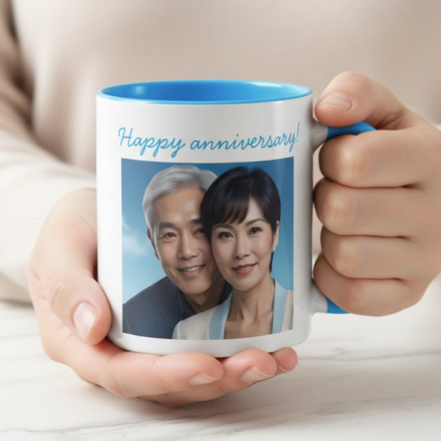 Caneca de Aniversário de Casamento com Foto Person (Criador carregado)