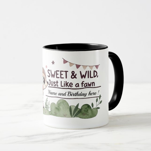 Caneca de Aniversário de Meninas com Nome Personal (Frente Esquerda)