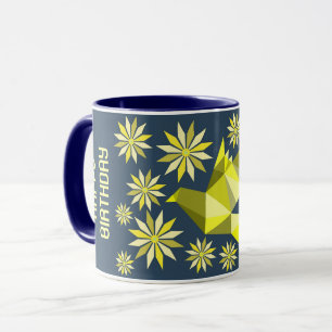 CANECA DE ANIVERSÁRIO DE PÁSSARO DE FLOR SIMPLES P