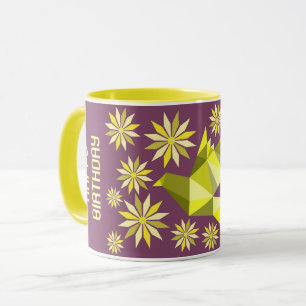 CANECA DE ANIVERSÁRIO DE PÁSSARO DE FLOR SIMPLES P