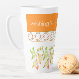 Caneca de Aniversário Laranja e Verde Flores