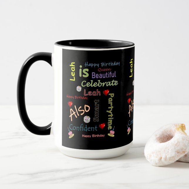 Caneca de Aniversário Leah (Com Donut)