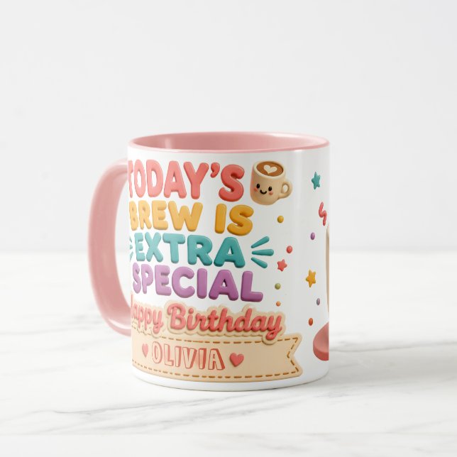 Caneca de Aniversário Personalizada (Frente Esquerda)