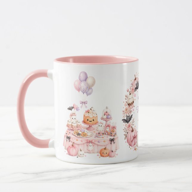 Caneca de Aniversário Pink Halloween com Duas Core (Esquerda)