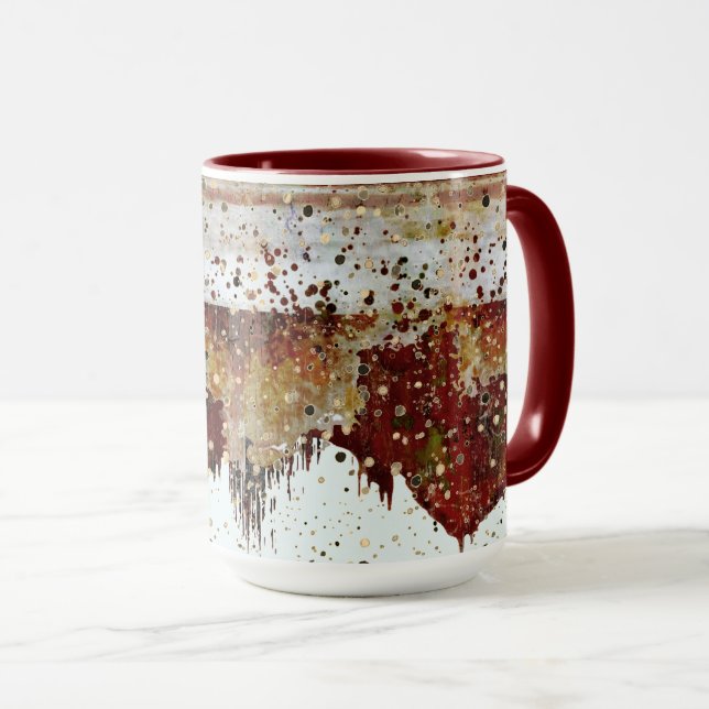 Caneca de aparência de louça com gotejamento de ti (Frente Esquerda)