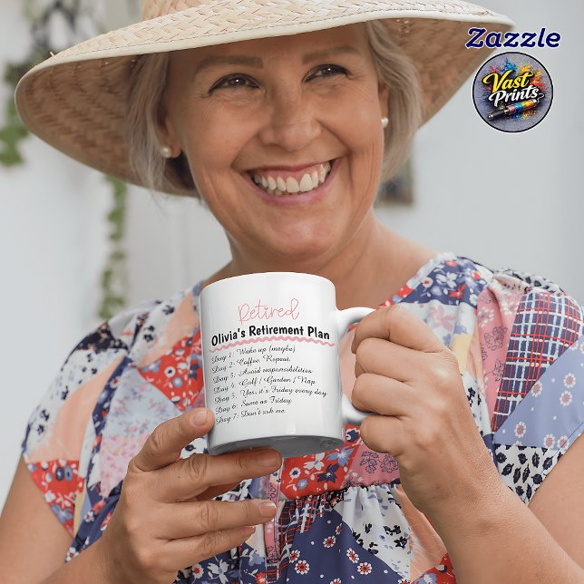Caneca de aposentadoria engraçada com nome persona (Funny Retirement Mug Custom Name Retired Plan)