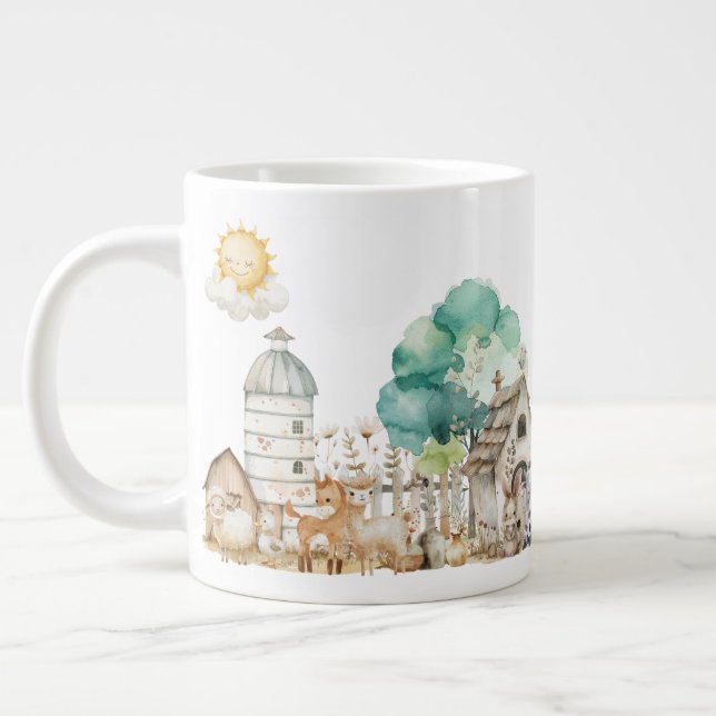 Caneca de Aquarela de Animais da Fazenda – Xícara  (Esquerda)