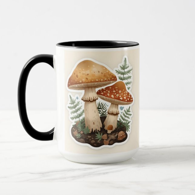 Caneca de Aquarela de Cogumelo Florestal | Casa Ac (Esquerda)