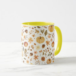 Caneca de Aquarela de Colheita de Outono Aconchega