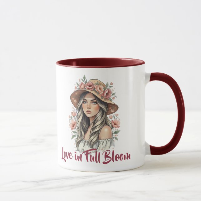 Caneca de Aquarela Floral Amor em Flor (Direita)