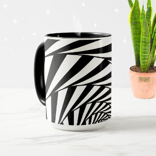 Caneca de Arte Abstrata Moderna em Preto e Branco 