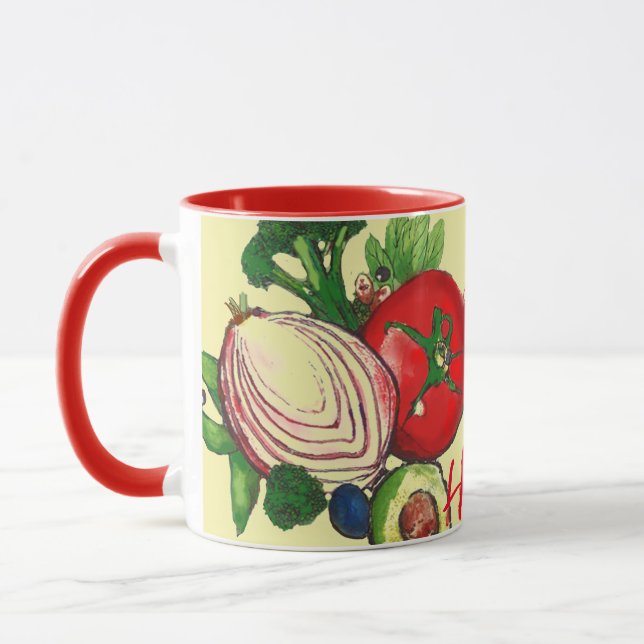 Caneca de Arte Colorida de Legumes (Esquerda)