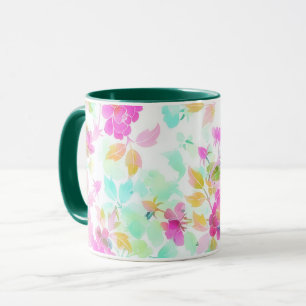 Caneca de Arte com Flores Vintage
