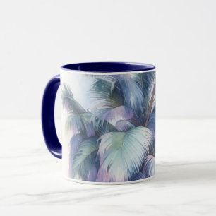 Caneca de Arte com Folhas de Palmeira Close Up