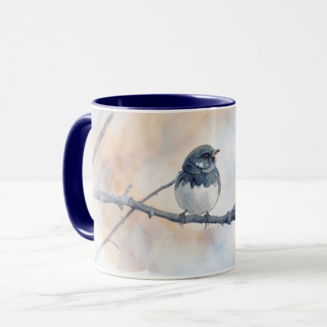 Caneca de Arte com Junco Redondo e Fofo em um Galh (Frente Esquerda)