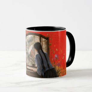 Caneca de Arte da Janela do Pátio na Primavera Chu