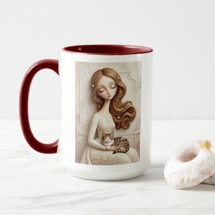 Caneca de Arte de Gata de Natal Caprichosa Donzela