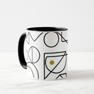 Caneca de Arte de Linha Geométrica Abstrata Minima