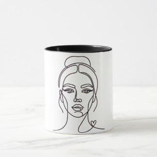 Caneca de Arte de Linha Minimalista de Mulher Abst