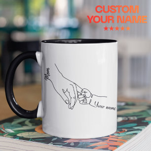 Caneca de Arte de Linha Personalizada Mãe e Filho