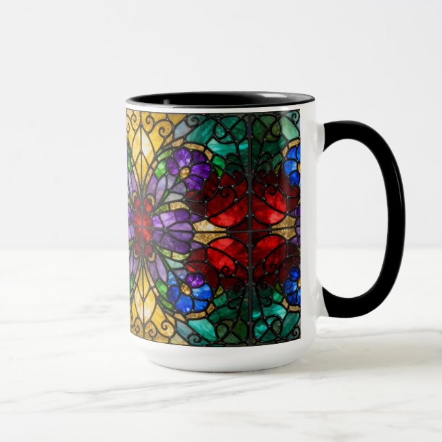 Caneca de Arte em Vidro Colorido Floral (Direita)