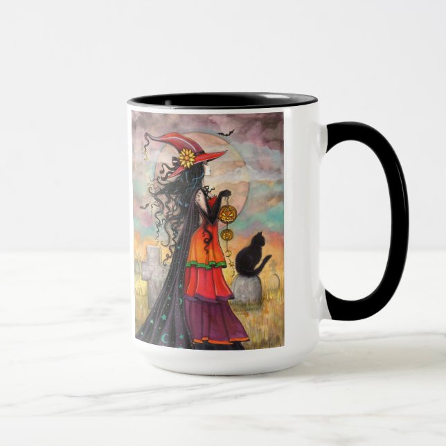 Caneca de Arte Fantasia de Bruxa de Halloween (Direita)