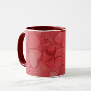 Caneca de Arte Floral Flores Vermelhas