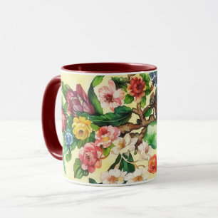 Caneca de Arte Floral Flores Vintage