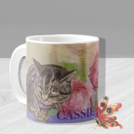 Caneca de Arte Gata Personalizada Pintada à Mão co