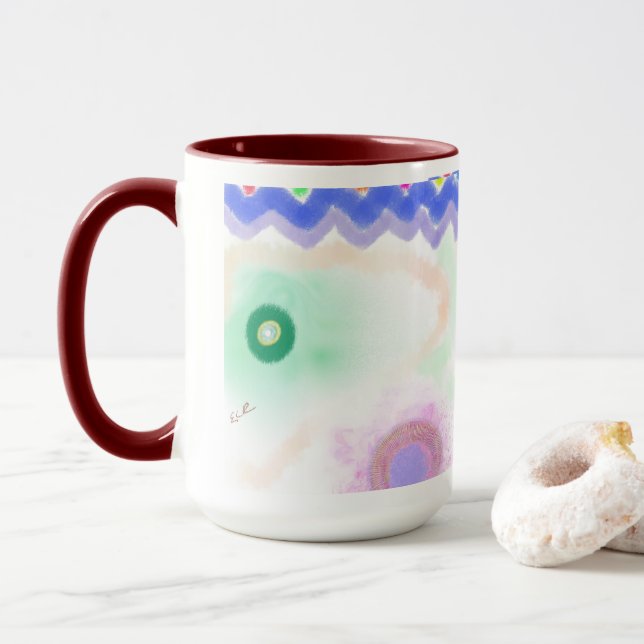 Caneca de Arte Impressionista Galáxias Pastel (Com Donut)