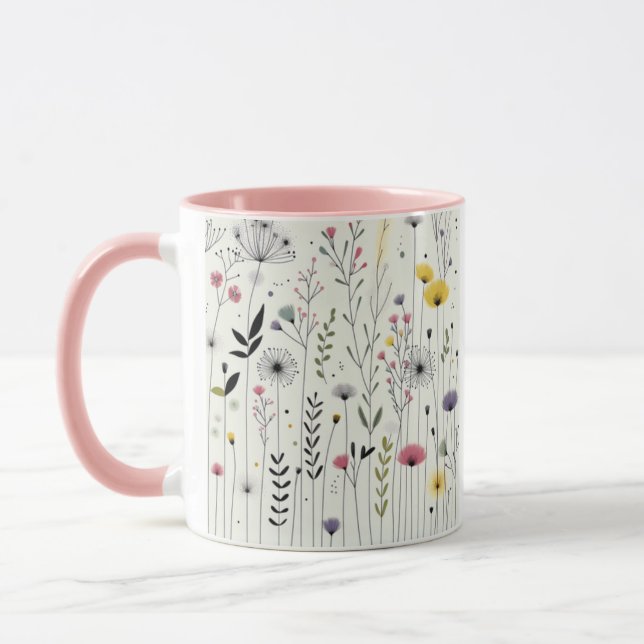 Caneca de Arte Pacífica, Design de Ave Floral, Caf (Esquerda)