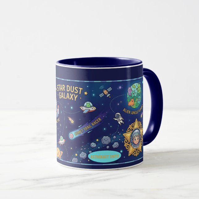 Caneca de Aventura Infantil Mapa de Poeira Estelar (Frente Esquerda)