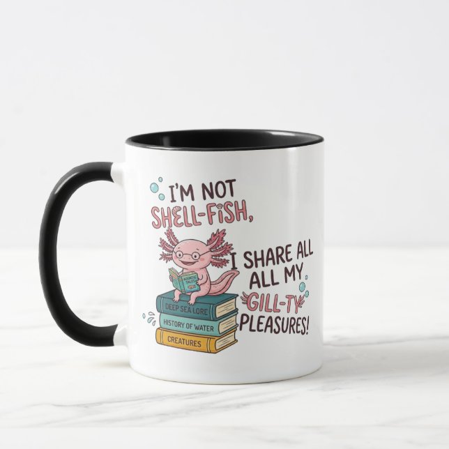 Caneca de Axolote 'Não Sou Peixe Concha' - Present (Esquerda)