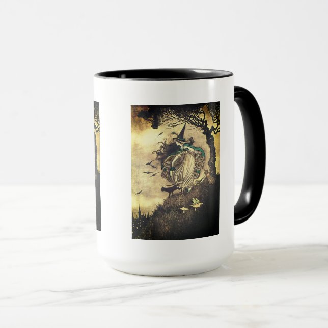 Caneca de Bebida de Bruxa de Halloween Vintage (Frente Esquerda)