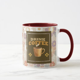 Caneca de Bebida de Café – Padrão Estético Floral 