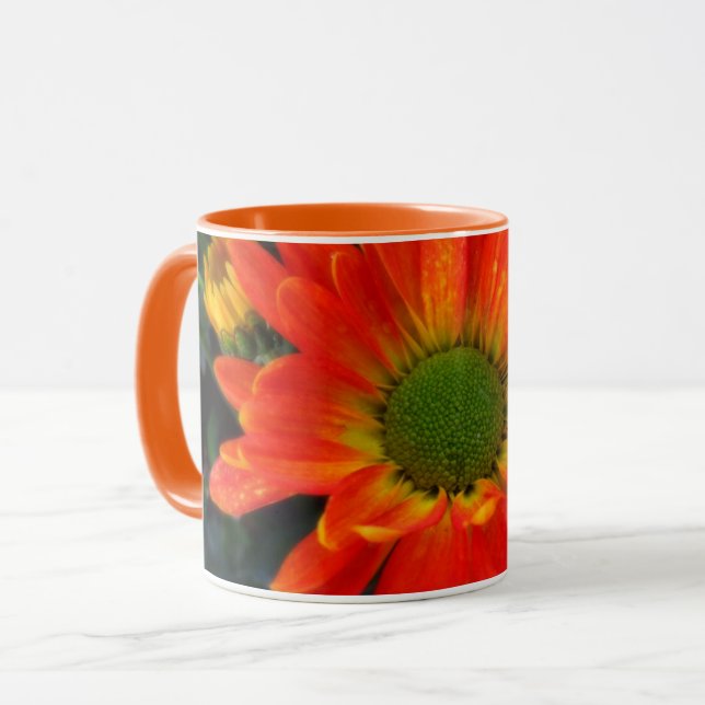 Caneca de Bebida de Flor de Outono Laranja (Frente Esquerda)