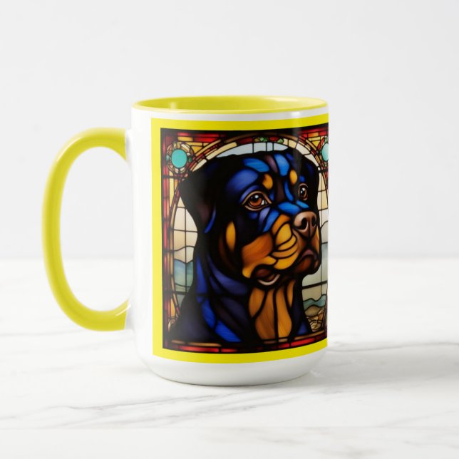 Caneca de Bebida do Rottweiler Fofo (Esquerda)