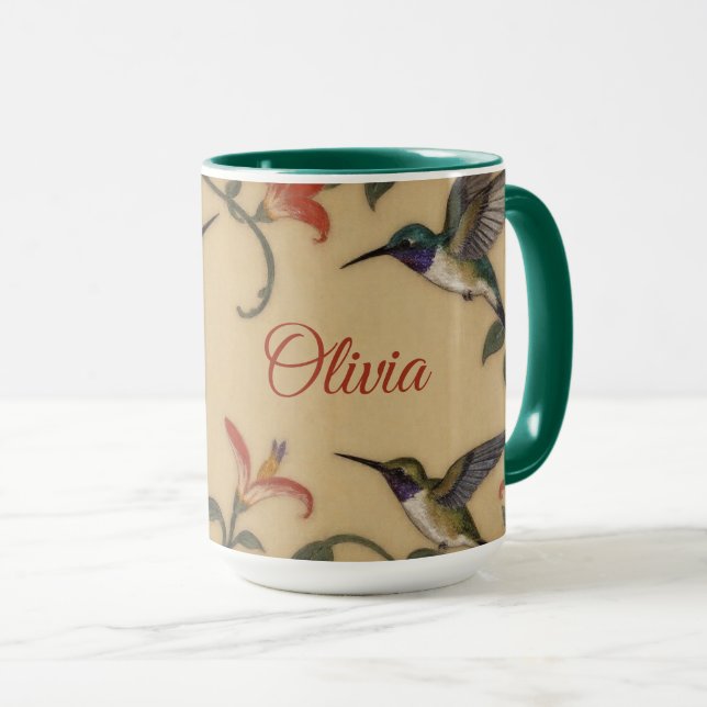 Caneca de Beija-flor Art Nouveau (Frente Esquerda)