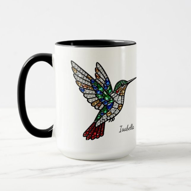 Caneca de Beija-Flor em Vidro Pintado Personalizad (Esquerda)