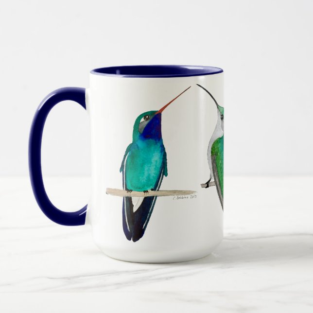 Caneca de Beija-flores Azuis (Esquerda)
