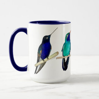 Caneca de Beija-flores Azuis