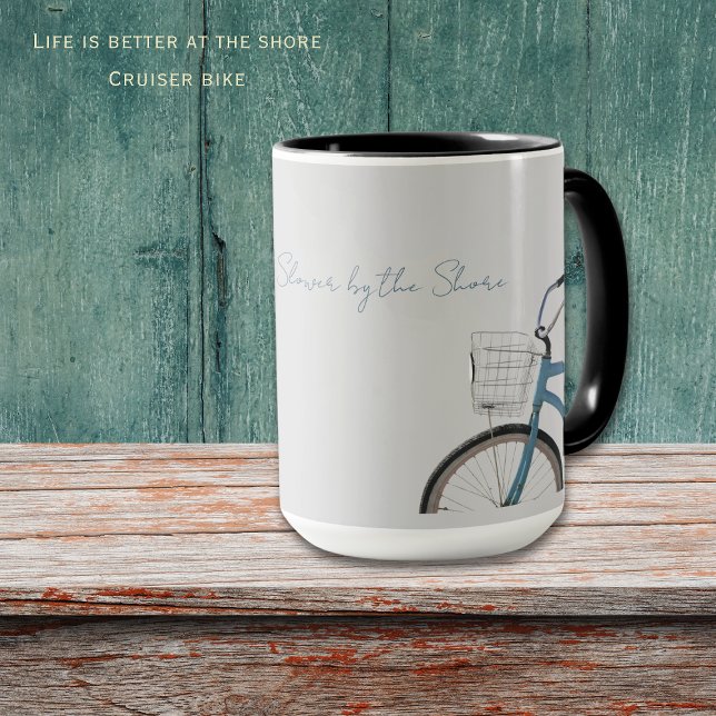 Caneca de Bicicleta Rhode Island Coastal Cruiser (Life moves slower by the shore mug. Perfect mug for your morning coffee at the shore. Customize it!)