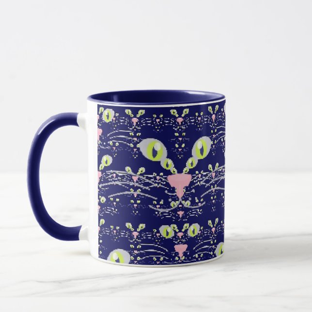 Caneca de bigodes neon e tons azuis da meia-noite (Esquerda)